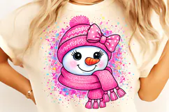 Pink Snowman PNG, Splatter Snowman PNG, Christmas PNG Product Image 2