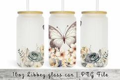Butterfly Flowers Watercolor 16 oz Tumbler Wrap Product Image 1
