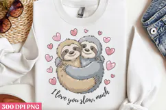 I Love You Slow Much PNG, Sloth Sublimation PNG Product Image 2