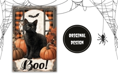 Boo Halloween Garden Flag, Halloween Cat Garden Flag PNG Product Image 2
