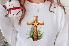 Christmas Cross Watercolor Clipart, Jesus Christ Clipart Product Image 2
