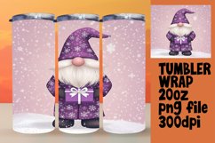 Cute Watercolor Gnome Christmas Tumbler Wrap 20oz Product Image 1