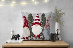 Embroidery Christmas Gnome Pillow Case, Knitted Gnomes PNG Product Image 2