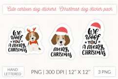 Cute cartoon dog sticker set. Christmas beagle sticker pack Product Image 1