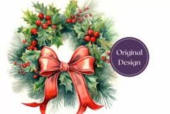 Christmas Tumbler Wrap, Watercolor Christmas Wreath Tumbler Product Image 2
