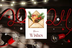 Watercolor Christmas Greeting Cards, Christmas Envelope PNG Product Image 2