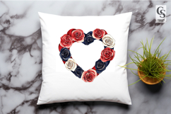 Patriotic Rose Heart Clipart Sublimation PNG Product Image 2