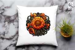 Gothic Orange Floral Clipart Sublimation PNG Product Image 2