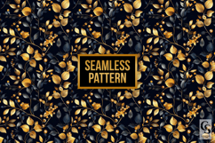 Dark Golden Floral Digital Paper Product Image 2