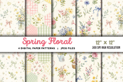 Spring Floral Digital Paper JPG Product Image 1