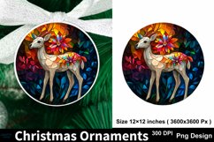 Christmas stained glass deer ornament sublimation PNG Product Image 1