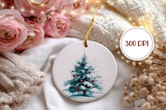 Watercolor Christmas Tree Ornament, Winter Round Ornament Product Image 2
