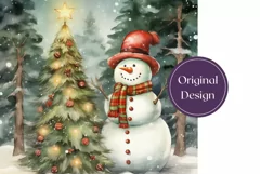 Christmas Tumbler Wrap, Christmas Snowman Sublimation PNG Product Image 2