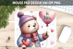 Watercolor Bear Mouse Pad Sublimation - Valentines PNG Product Image 1