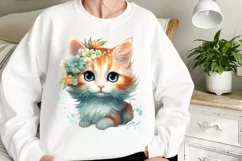 Adorable Cat Mermaid Clipart, Watercolor Clipart Product Image 2