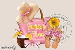 Pink Summer Vibes Beach Tote Design | Tropical Vacation Art Product Image 1