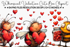 Whimsical Valentine Cute Bee Clipart Product Image 1