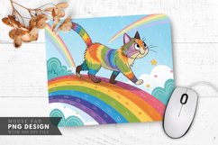 Rainbow Cat on a Rainbow Bridge Mouse Pad PNG Design Product Image 1