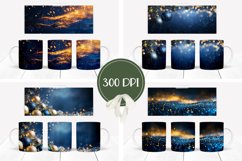 Blue Glitter Mug Wrap Design, Christmas Mug Template Product Image 2