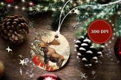 Vintage Christmas Ornament, Christmas Moose Ornament Print Product Image 2