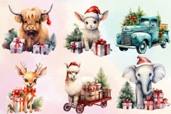 Christmas Farm Animals Clipart Bundle, Christmas Farm Animal Product Image 3