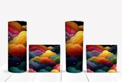Glitter Clouds Tumbler Wrap, Colorful Tumbler Template Product Image 2
