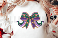 Coquette Mardi Gras Bow Sublimation PNG, Sublimation Bow PNG Product Image 2
