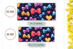 Cartoon Bows Mug Wrap Design, Love Hearts Mug Template Product Image 2
