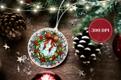 Christmas Round Ornament PNG, Christmas Wreath Ornament Product Image 2