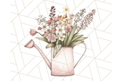 Watering Can Flowers PNG, Rustic Floral Watercolor Clipart Product Image 3