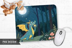 Vibrant Dragon in a Moonlit Forest Mouse Pad PNG Design Product Image 1