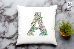 Floral Letter A Watercolor Clipart Sublimation PNG Product Image 3