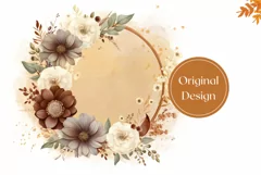 Watercolor Wreath Tumbler Design, Boho Flowers Sublimation Product Image 2