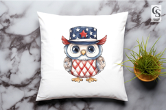Watercolor Patriotic Owl Clipart PNG Product Image 2