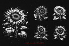 10 Bundle Dark Art Sun Flower Botanical Sunflower Floral Product Image 3