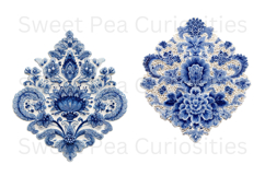 Blue Toile, Ephemera, PNG, Clipart, Junk Journal, flowers Product Image 2