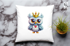 Cute Kawaii Crown Owl Clipart Princess Bird PNG Product Image 3