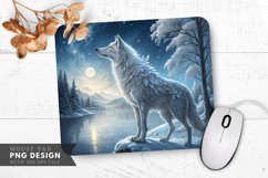 Icy Wolf Under Starry Skies Mouse Pad PNG Design Product Image 1