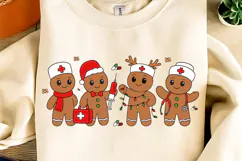 Retro Gingerbread Nurse Christmas PNG, Christmas Nurse PNG Product Image 3