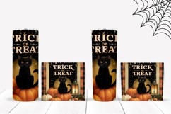 Trick Or Treat Halloween Tumbler, Halloween Cat Tumbler Wrap Product Image 2