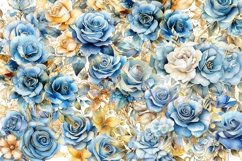 Blue and Gold Sparkling Roses clipart Product Image 2