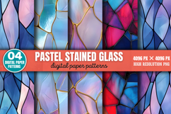 Pastel Stained Glass Digital Paper PNG Product Image 1
