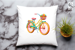 Cute Vintage Bicycle With Flower Basket Clipart PNG Product Image 2