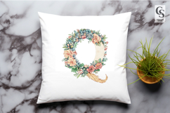 Floral Letter Q Botanical Monogram Alphabet PNG Product Image 3