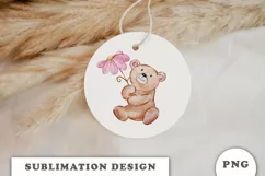 Watercolor Valentine's Day Teddy Bear PNG Product Image 2