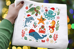Christmas Sea Animals PNG, Ocean Creatures Christmas Product Image 5