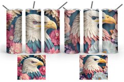 3D Patriotic Eagle Floral Tumbler Sublimation Wrap Product Image 2
