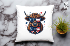 Patriotic Highland Cow Clipart PNG Product Image 2