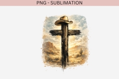 Western Cross PNG | Cowboy Hat Desert Sublimation Design Product Image 2
