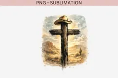 Western Cross PNG | Cowboy Hat Desert Sublimation Design Product Image 2